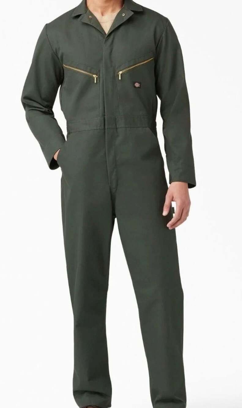Dickies Deluxe Blended Long Sleeve Coveralls Olive Green Utility Workwear
